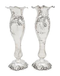 A Large Pair of American Silver Vases