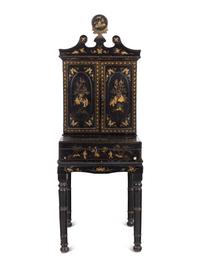 A Chinese Export Lacquer-Decorated Bureau Cabinet