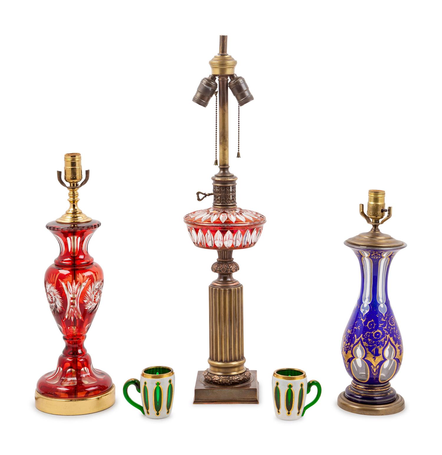 Three Bohemian Glass Lamps