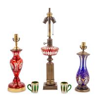 Three Bohemian Glass Lamps