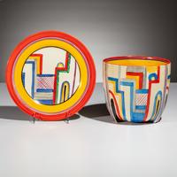 Clarice Cliff (English, 1899–1972) — Tennis Platter and Bowl
