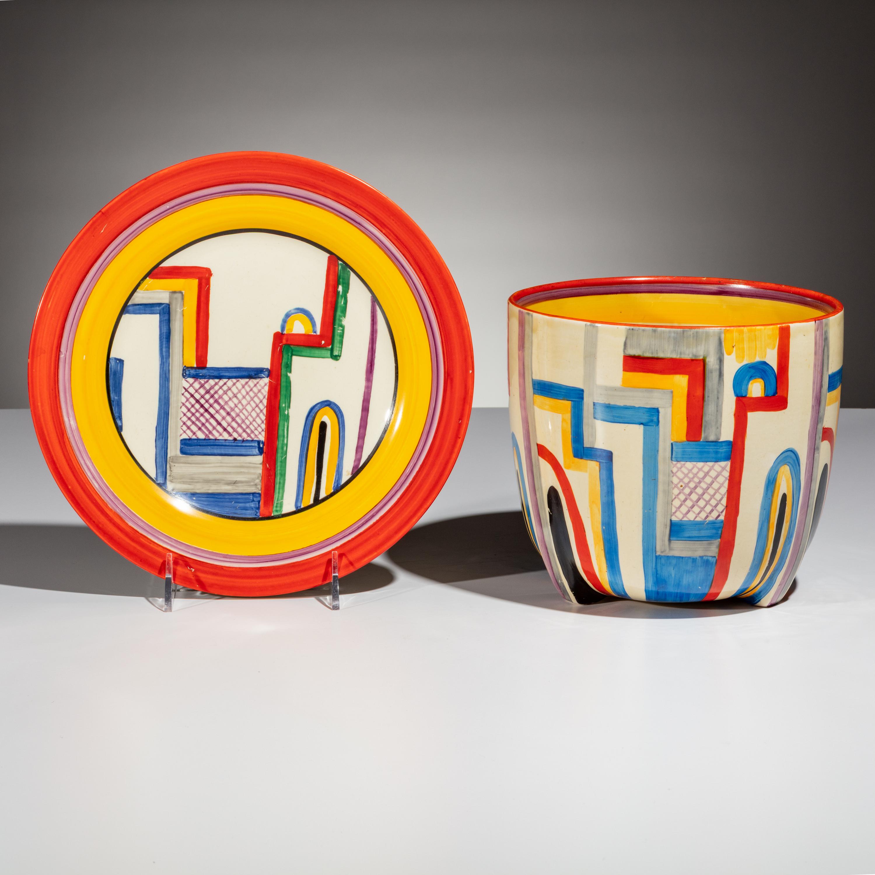 Clarice Cliff (English, 1899–1972) — Tennis Platter and Bowl