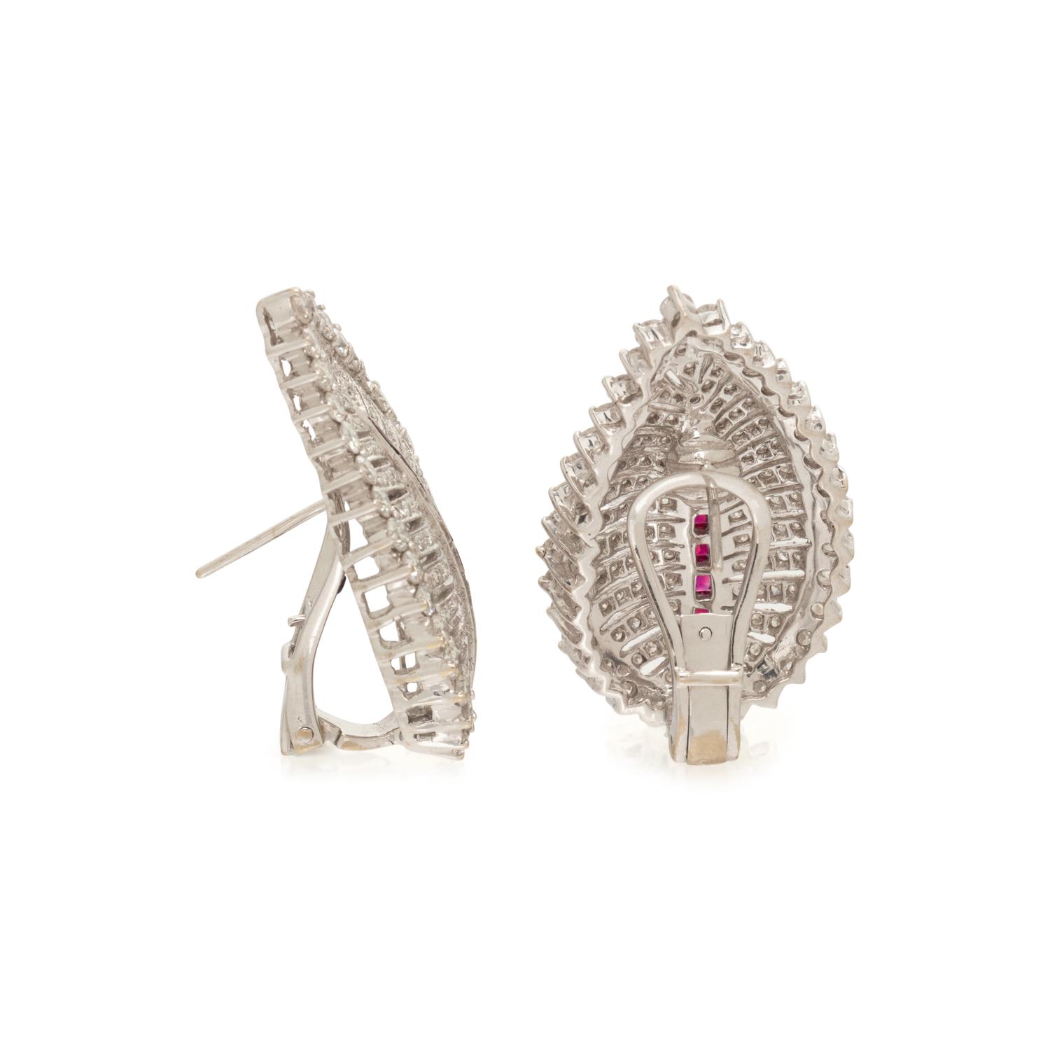DIAMOND AND RUBY LEAF EARRINGS