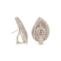 DIAMOND AND RUBY LEAF EARRINGS