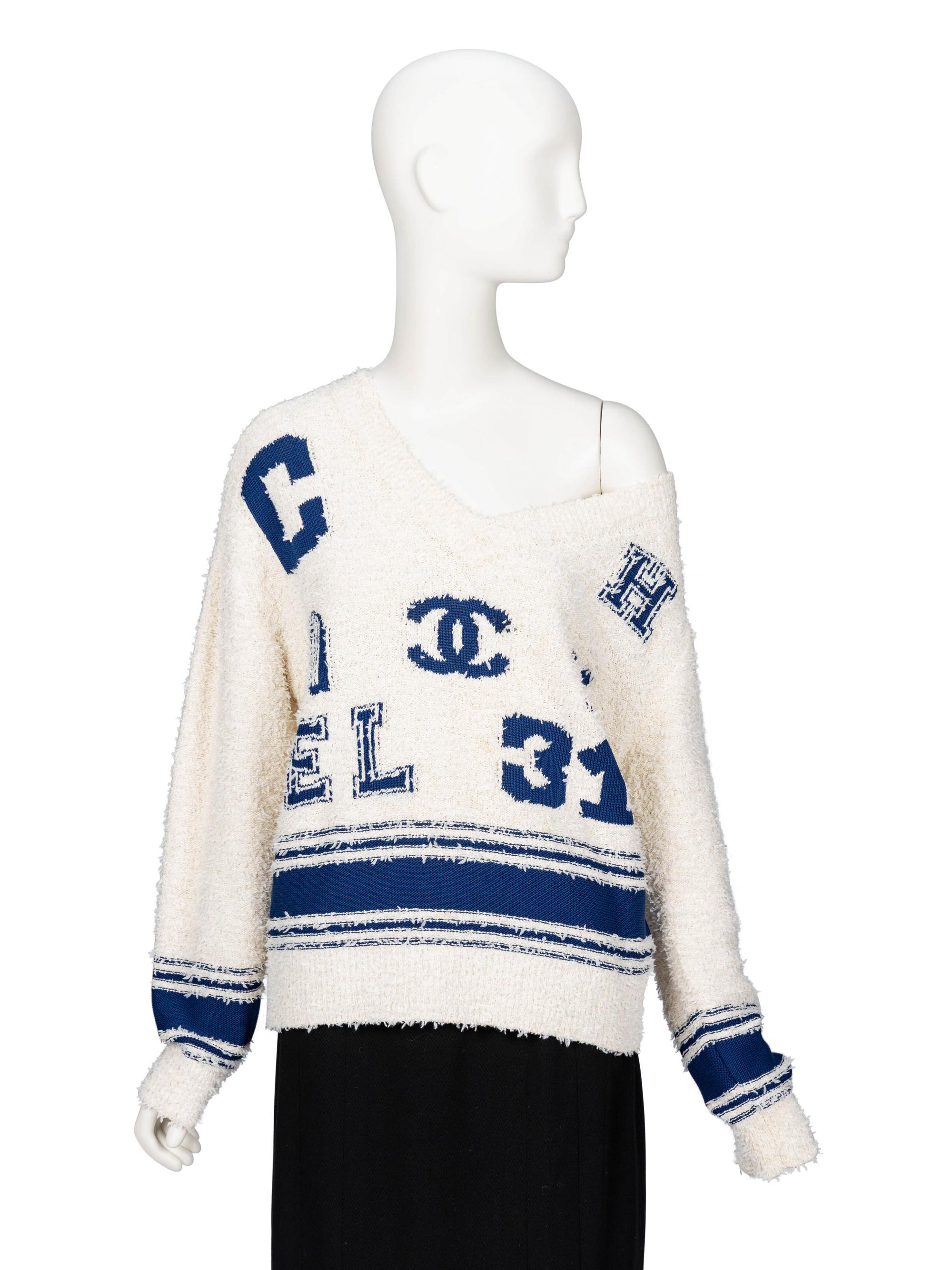 Chanel, Bouclé Knit Varsity Sweater