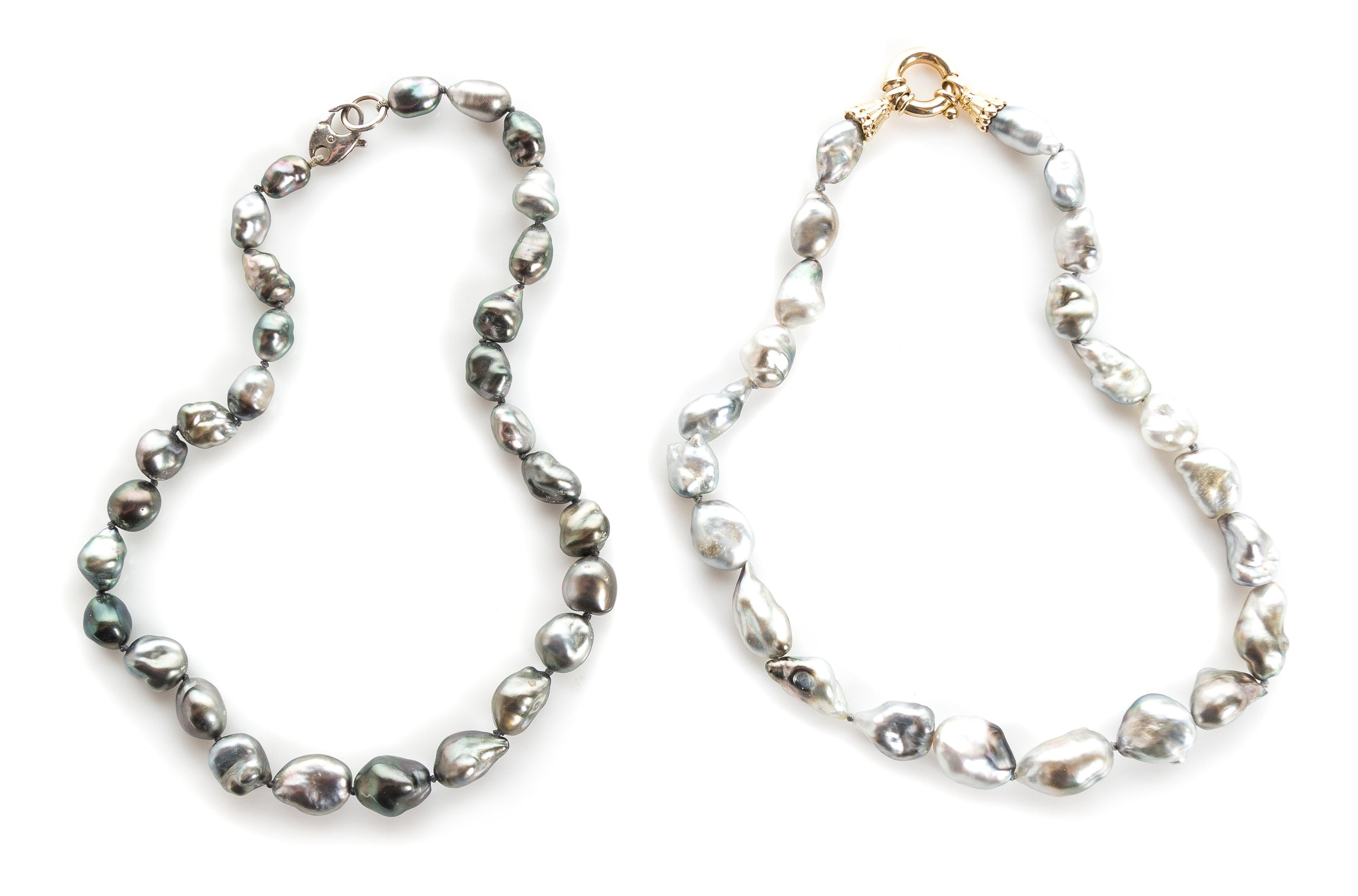A Collection of Grey Cultured Baroque Pearl Necklaces,