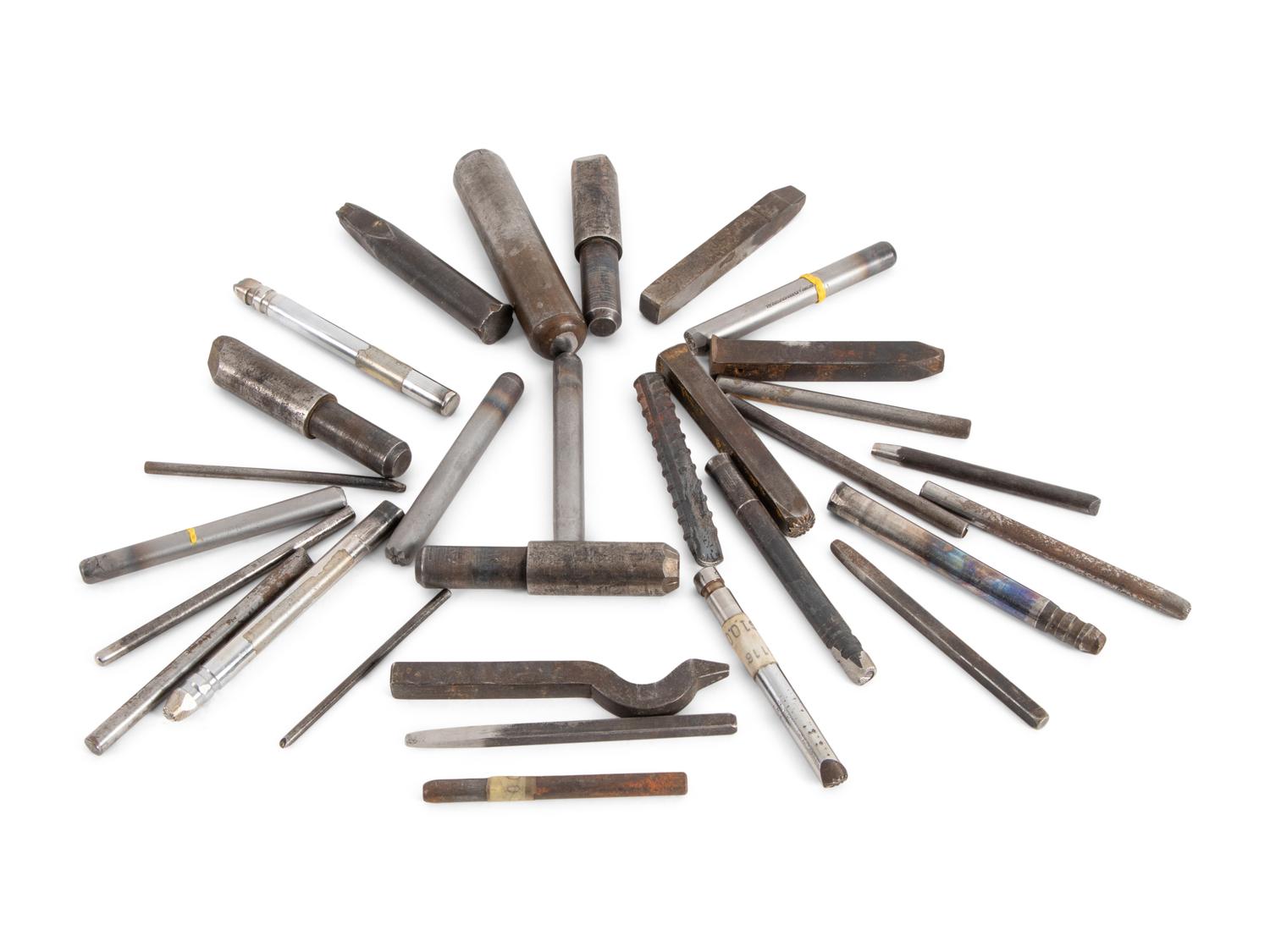 Collection of Jesse Monongya's Personal Silver Stamps and Hand Tools