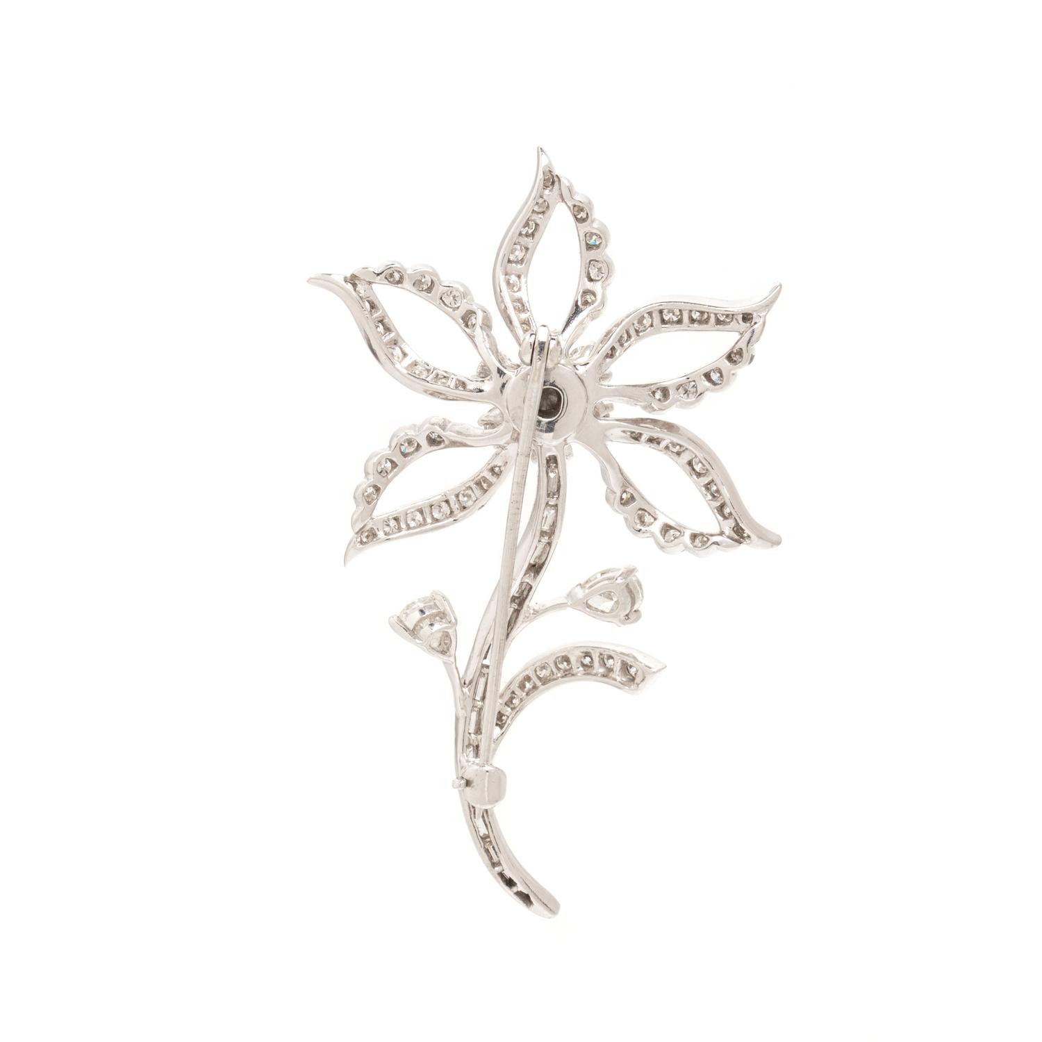 J.E. CALDWELL, DIAMOND FLOWER BROOCH