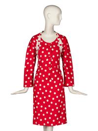 Geoffrey Beene Red Polka Dot Skirt Suit
