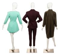 Three Designer Items: One Gianni Versace Dress, One Thierry Mugler Pant Suit, One Claude Montana Skirt Suit, 1980-90s