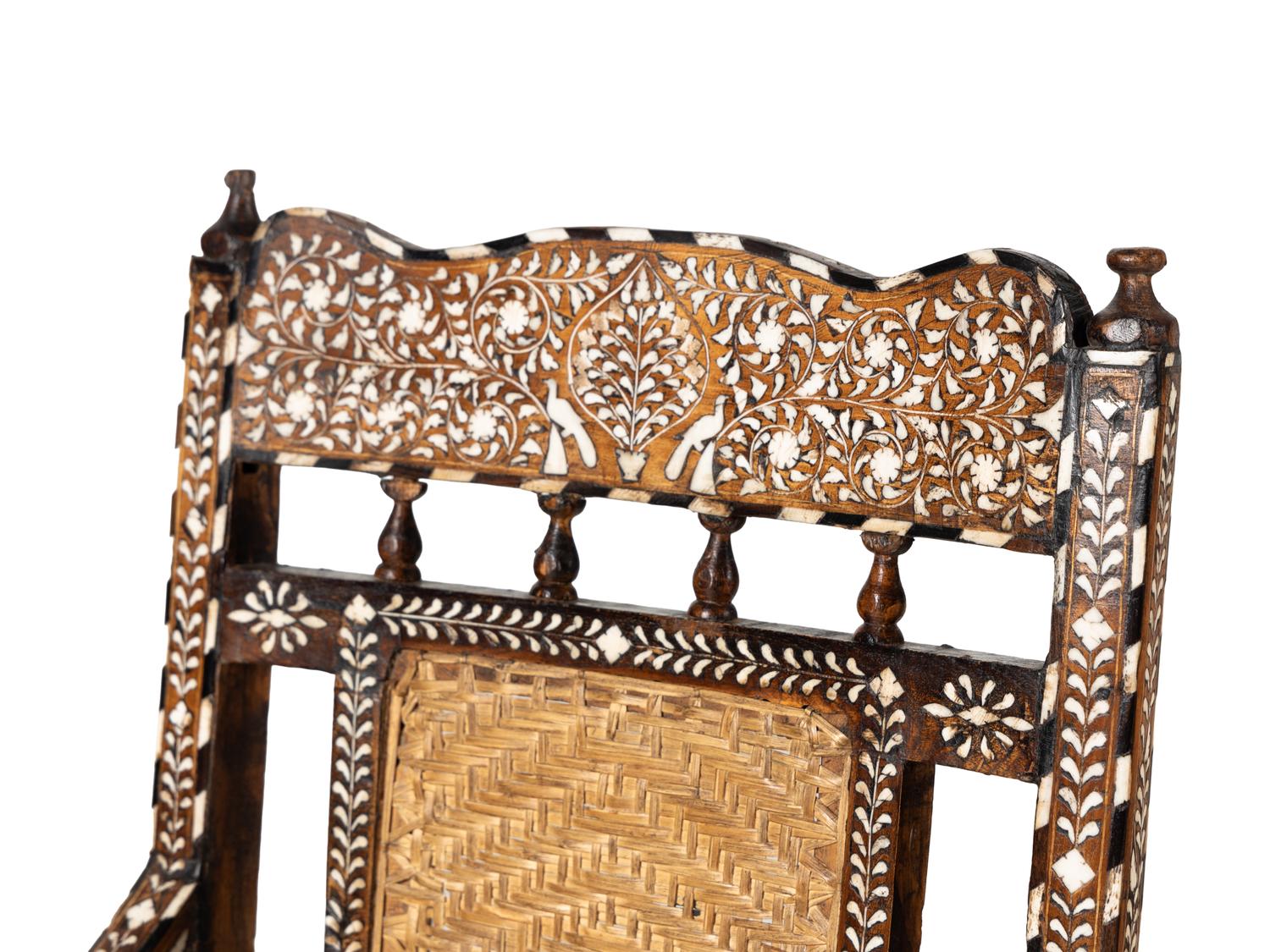 A Pair of Vizagapatam Style Bone Inlaid Hardwood Chairs