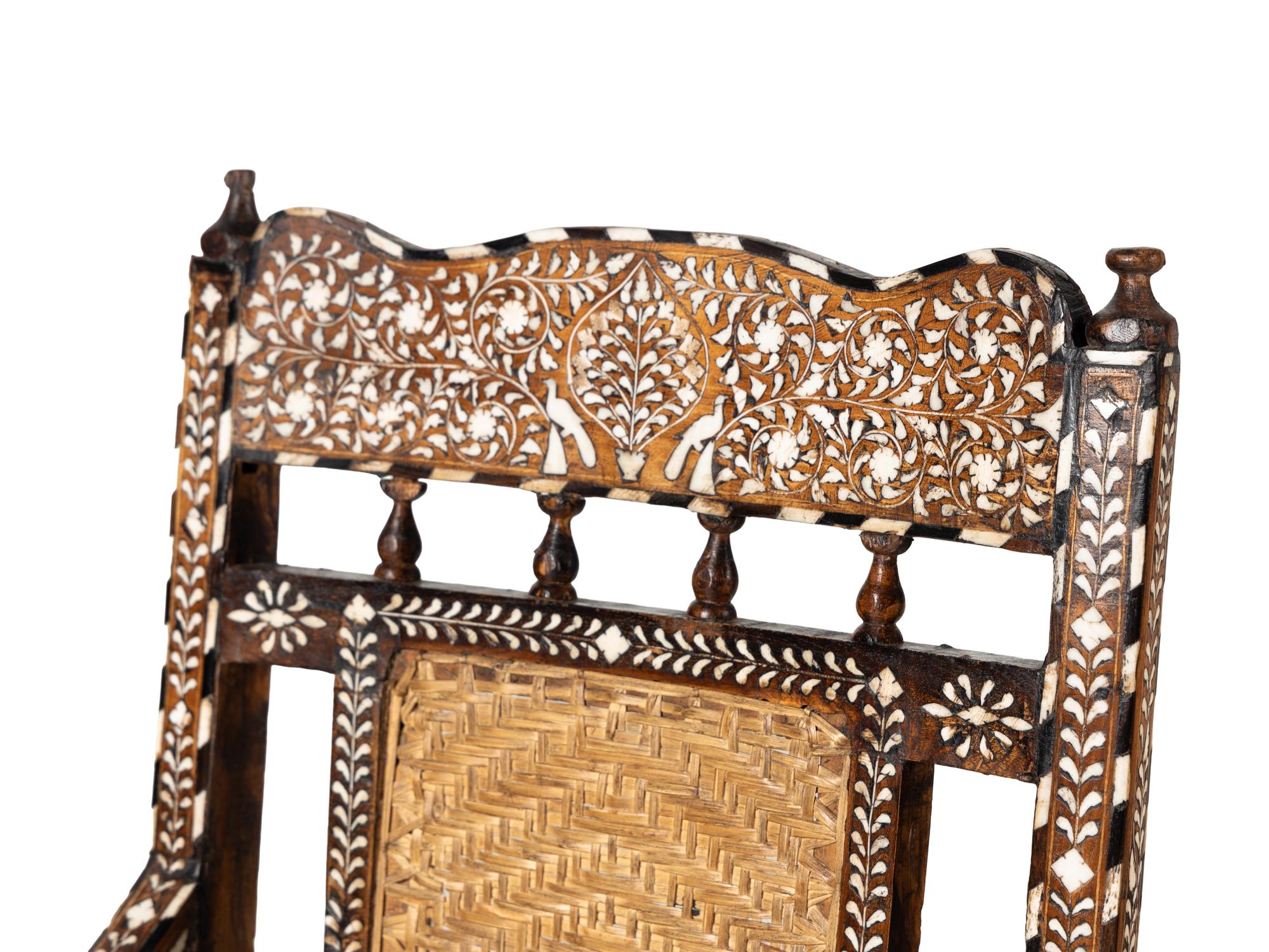 A Pair of Vizagapatam Style Bone Inlaid Hardwood Chairs
