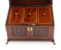 A George III Mahogany and Tunbridge Marquetry Tea Caddy
