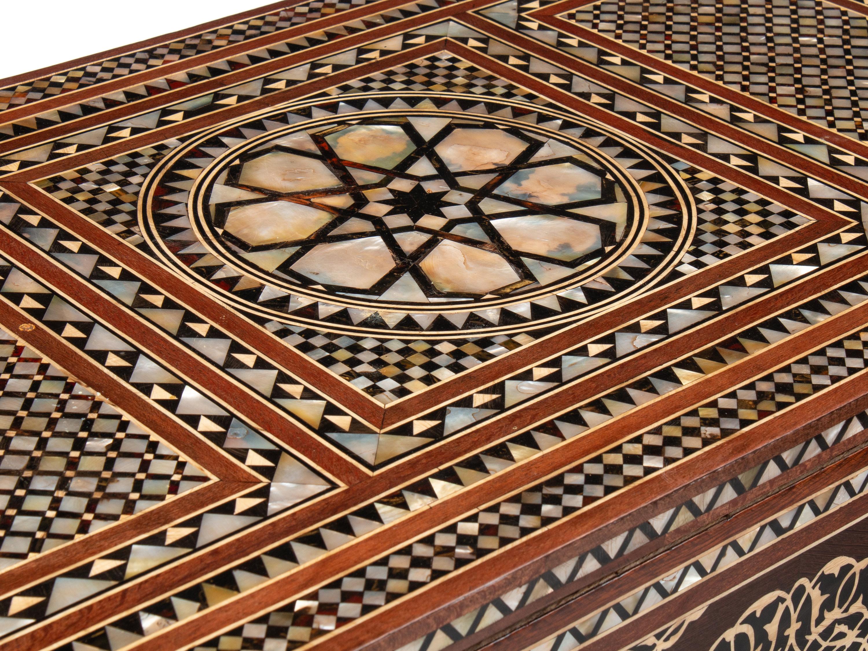 A Pair of Levantine Bone and Mother-of-Pearl Inlaid Marquetry Commodes