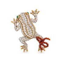 DIAMOND AND ENAMEL FROG BROOCH