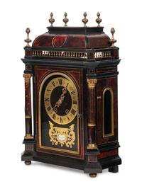 A Napoleon III Gilt Bronze Mounted Tortoiseshell and Ebonized Bracket Clock