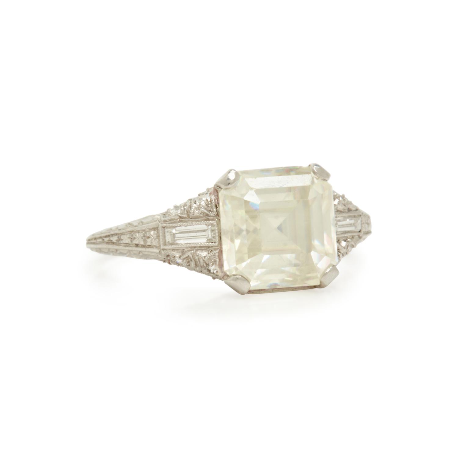 PLATINUM AND SYNTHETIC RUTILE RING