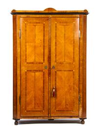 A Biedermeier Style Birch Armoire Height 73 x width 49 1/2 x depth 22 inches. — 19TH CENTURY