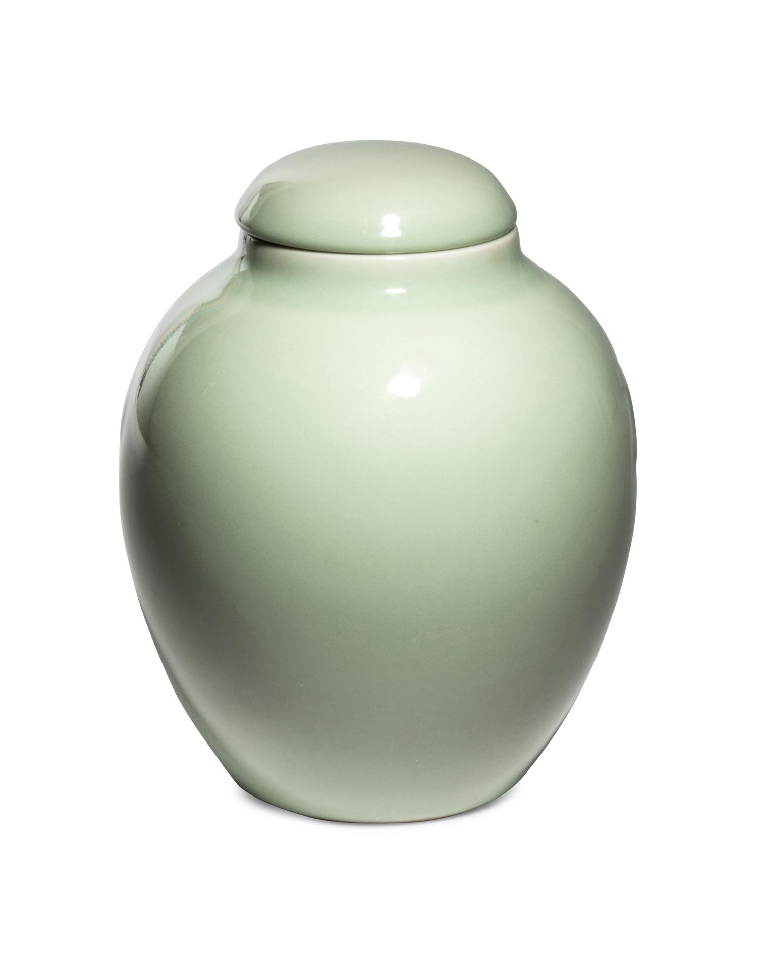 A Celadon Glazed Porcelain Jar and Cover