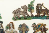 A Group of English Beadworks in a Flemish Tortoise Shell and Ebonized Ripple-Molded Frame