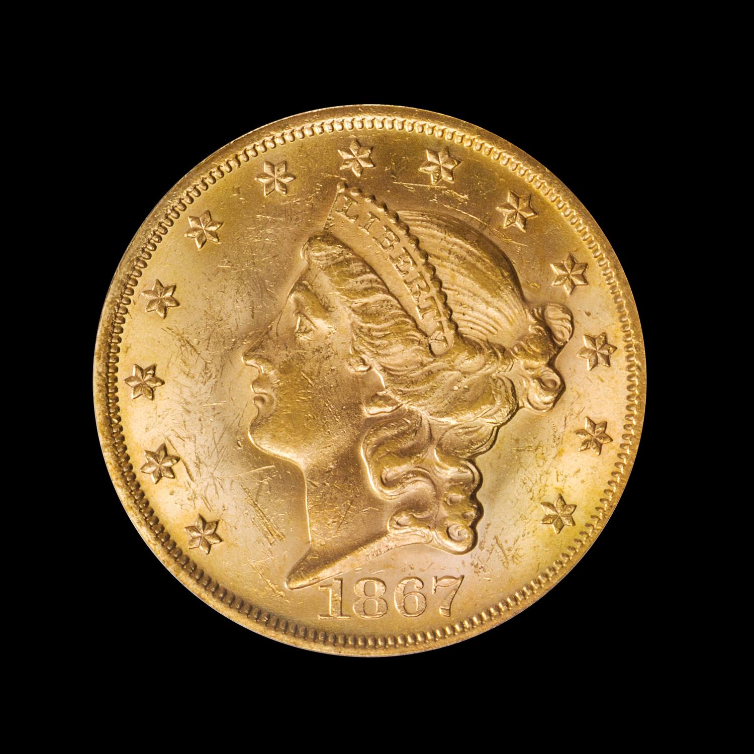 A United States 1867 Liberty Head $20 Gold Coin