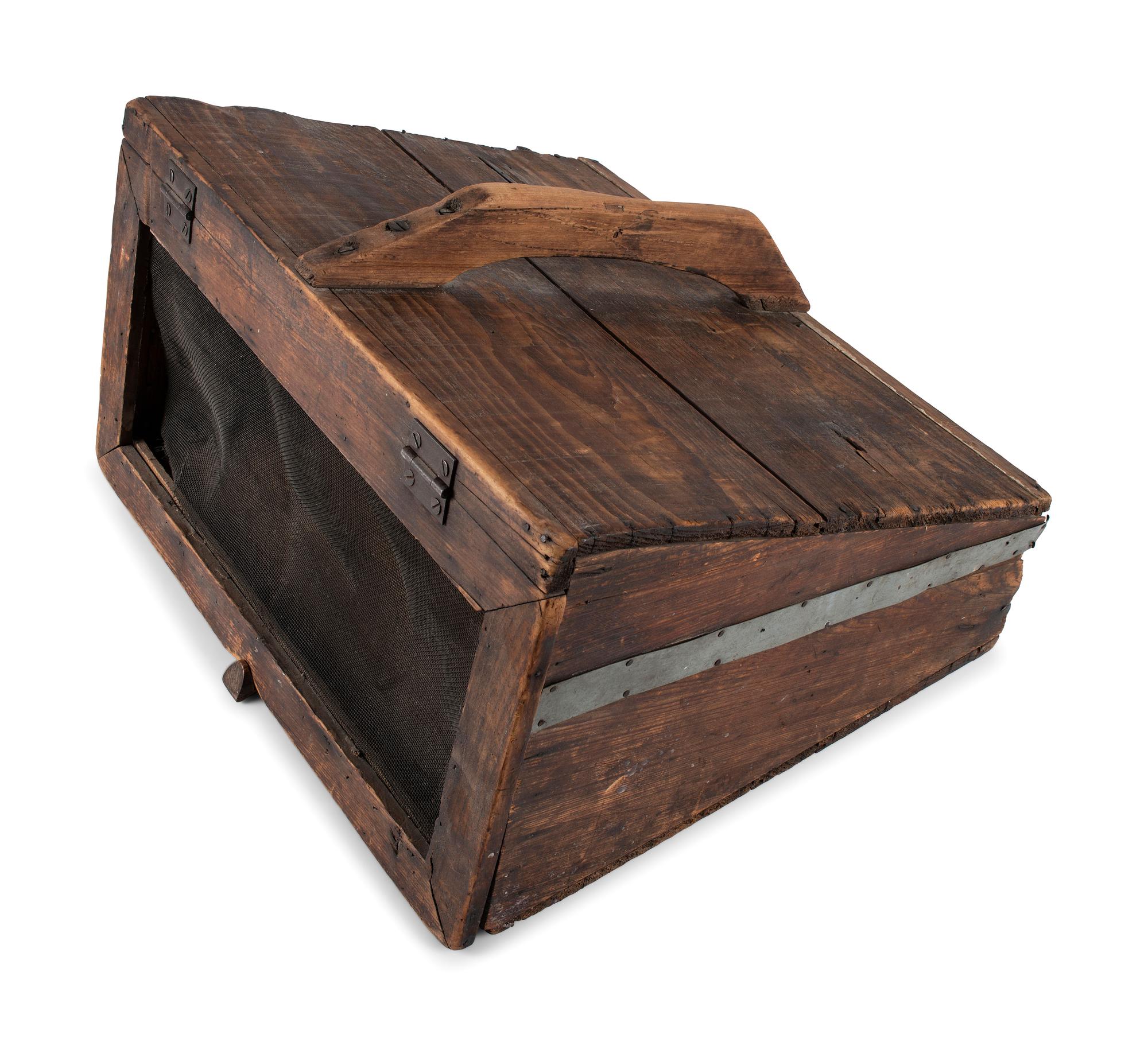 A Primitive Pine and Wire Pie Carrier