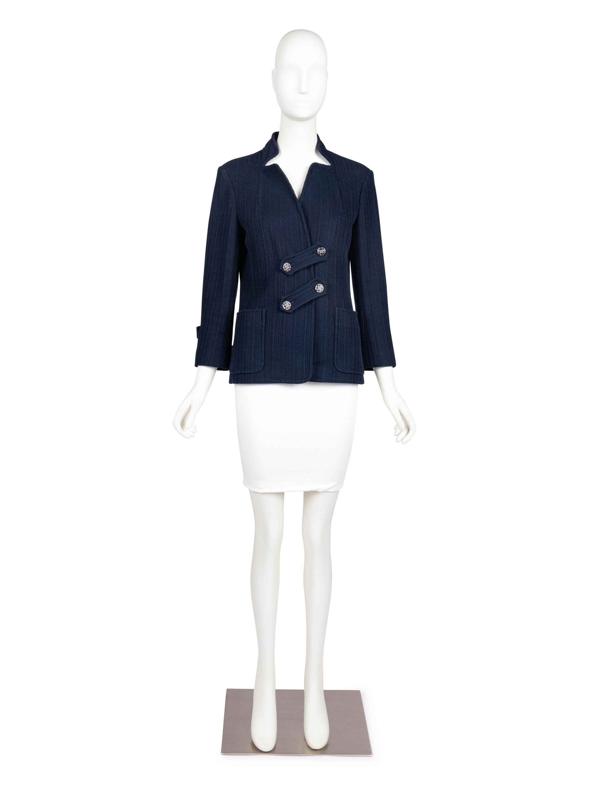 Chanel Navy Blue Double-Breasted Jacket, 2010s