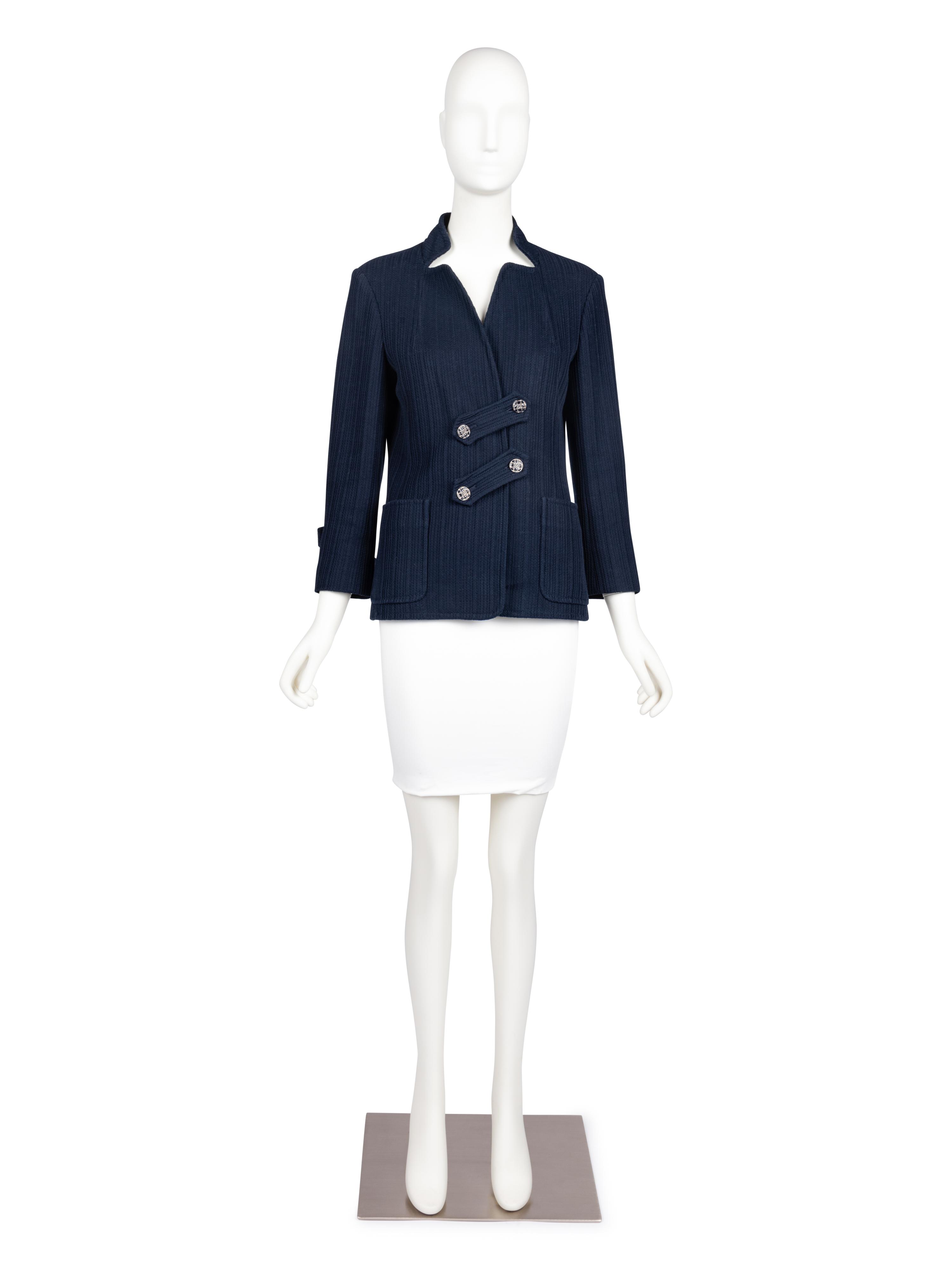 Chanel Navy Blue Double-Breasted Jacket, 2010s