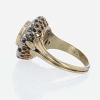 18K Yellow Gold, Sapphire, and Diamond Ring