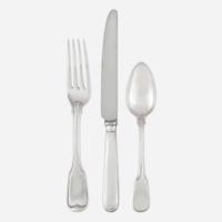 An Assembled English Sterling Silver Seven-Piece Flatware Service for Twelve various makers and dates