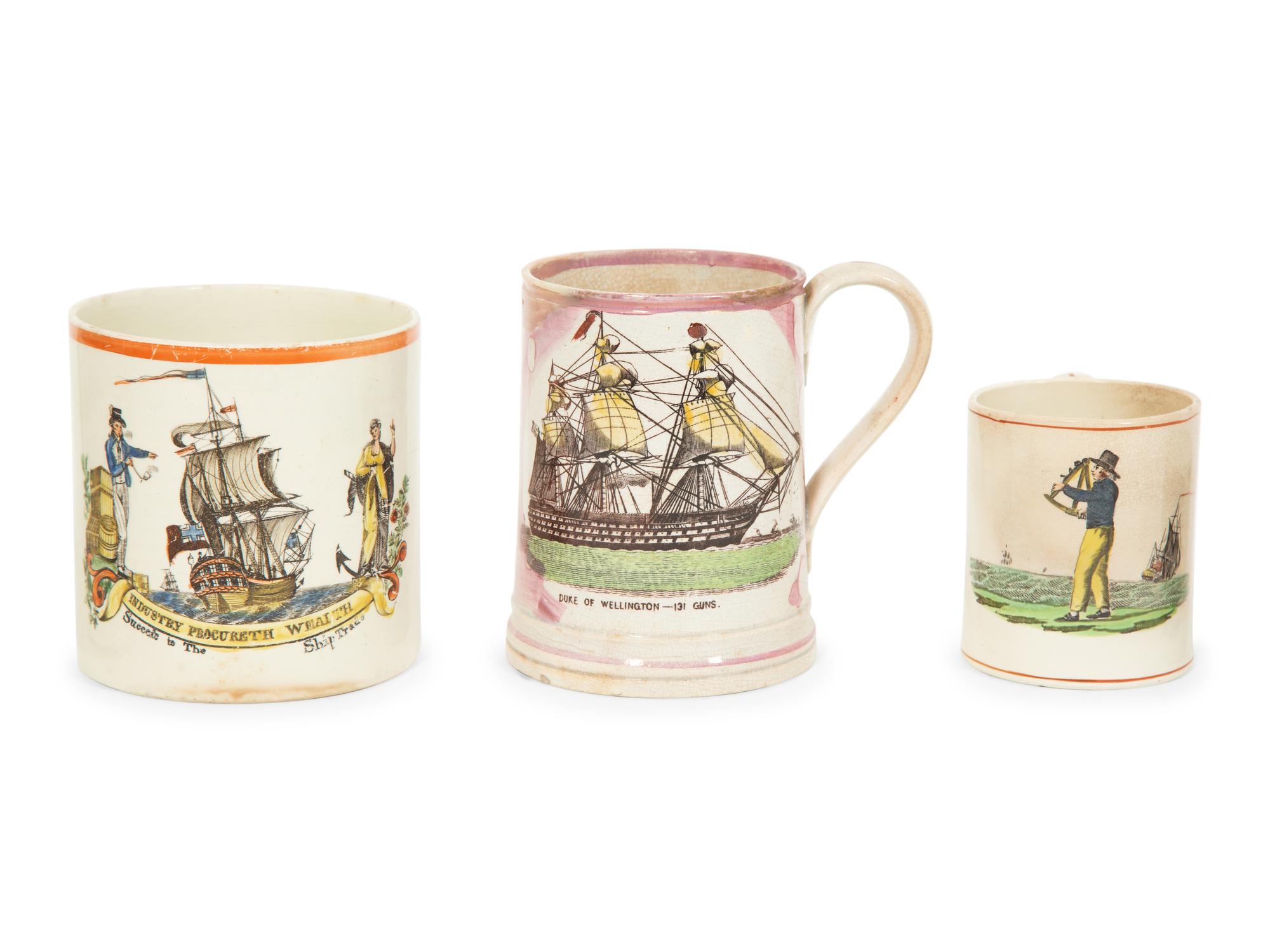 Six English Nautical Mugs