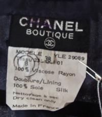 A Chanel Blue Crushed Velvet Coat, Size 38.
