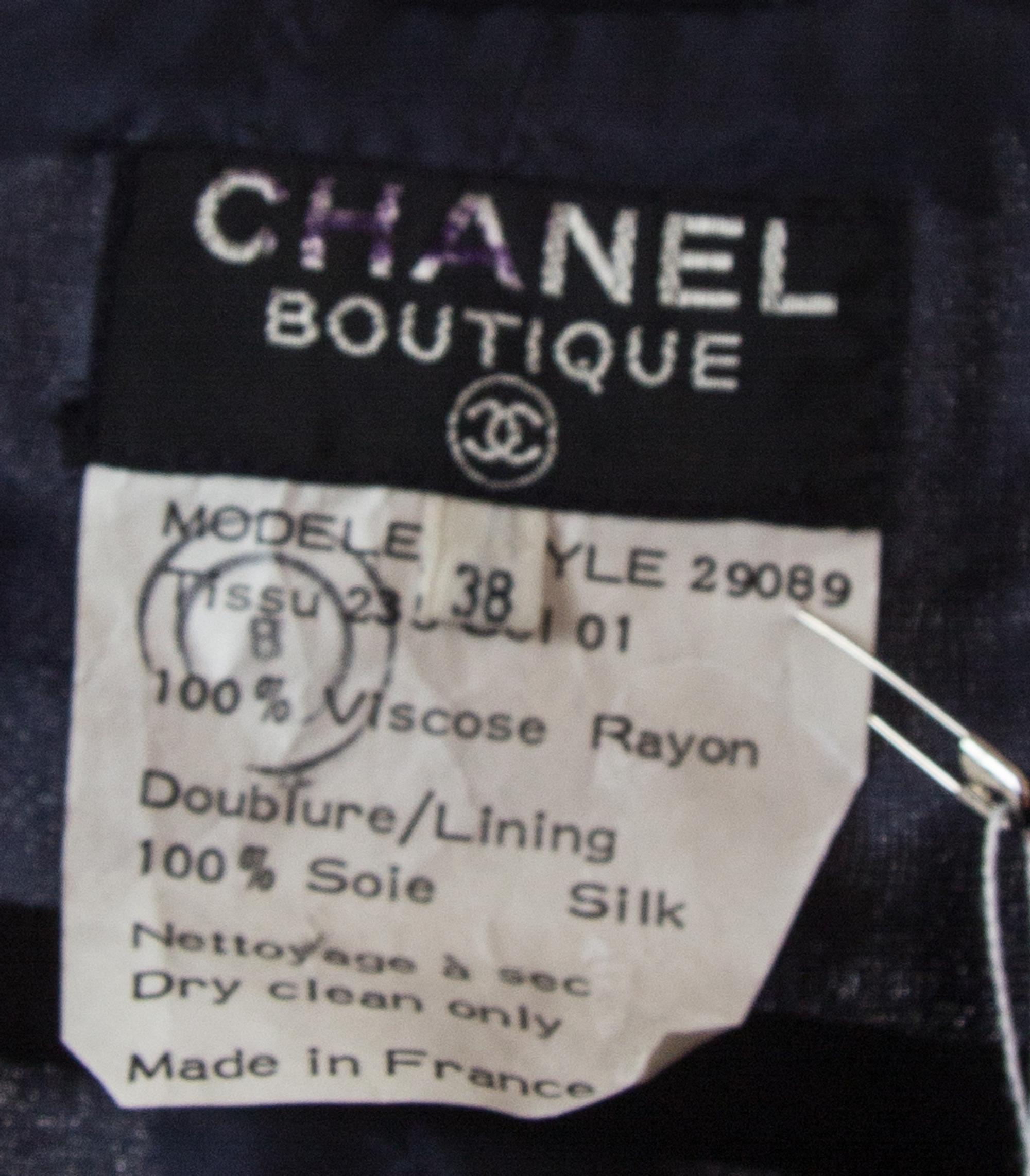 A Chanel Blue Crushed Velvet Coat, Size 38.