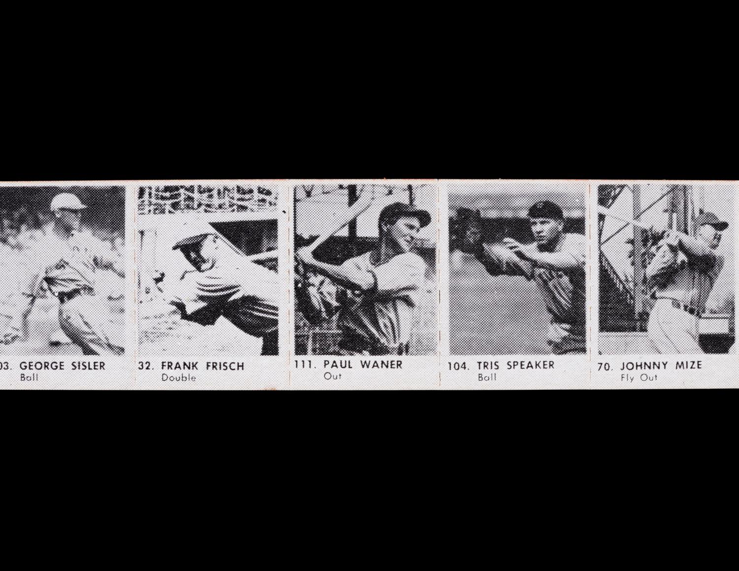 A Complete Strip of 13 1950 R423 Baseball Cards Including Joe DiMaggio and Ty Cobb (Orange Back),
