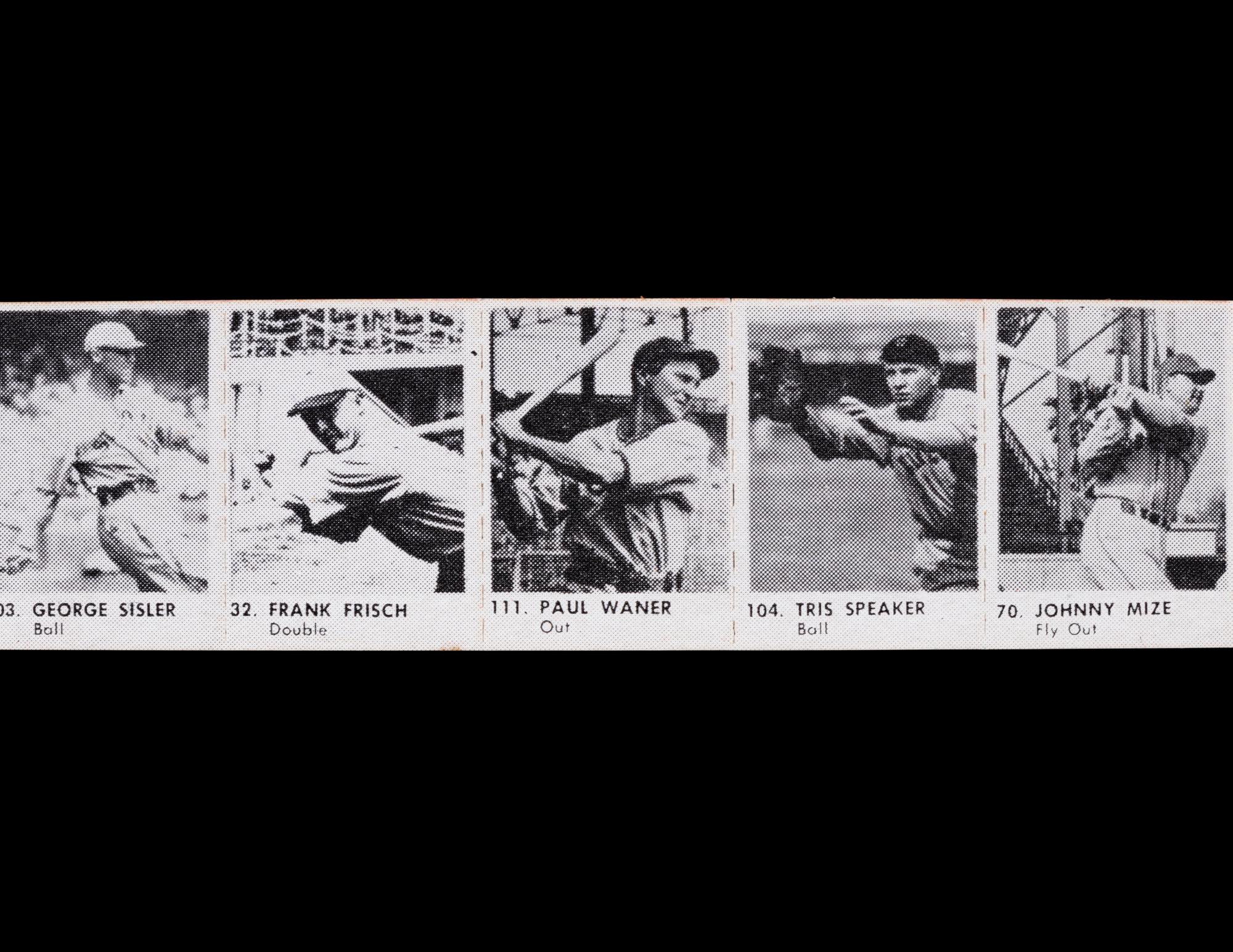 A Complete Strip of 13 1950 R423 Baseball Cards Including Joe DiMaggio and Ty Cobb (Orange Back),