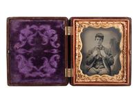 [CIVIL WAR]. A group of 5 sixth plate ambrotypes and tintypes of confident young Union soldiers.