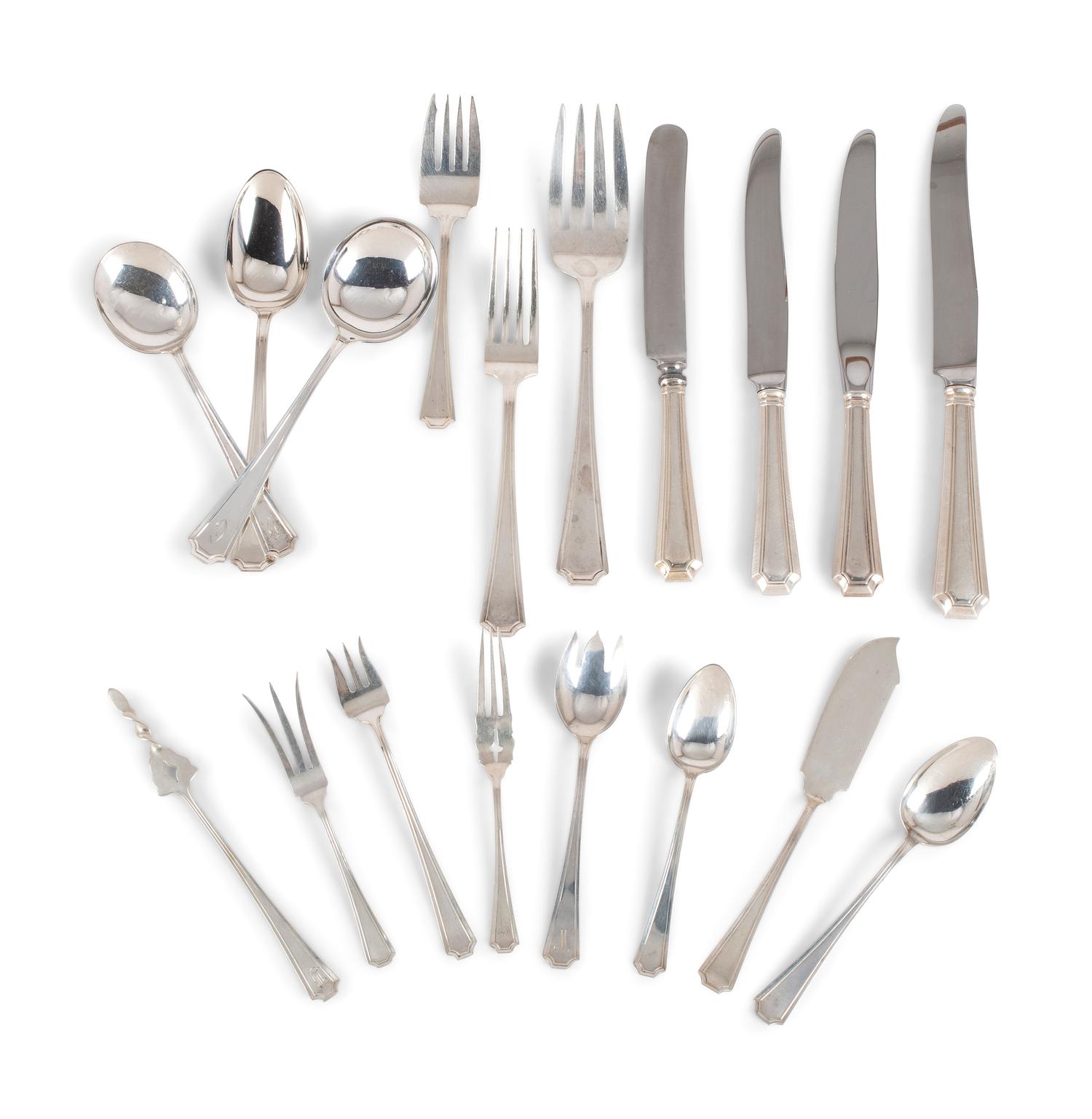 An Assembled Gorham and Durgin Silver Flatware Service