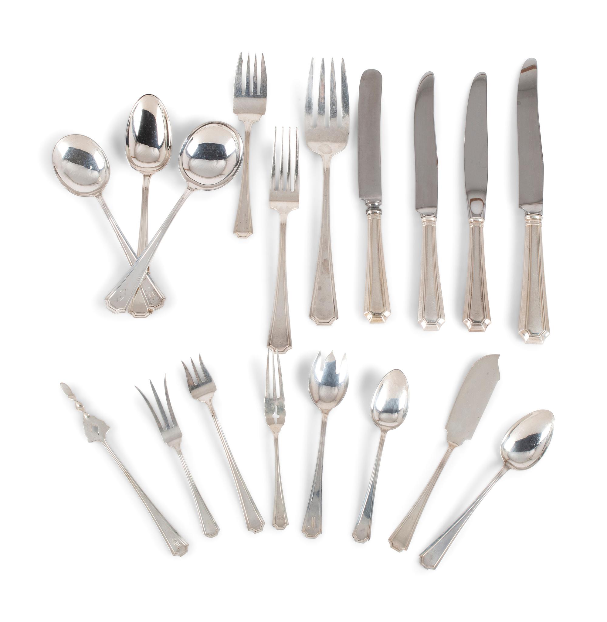 An Assembled Gorham and Durgin Silver Flatware Service