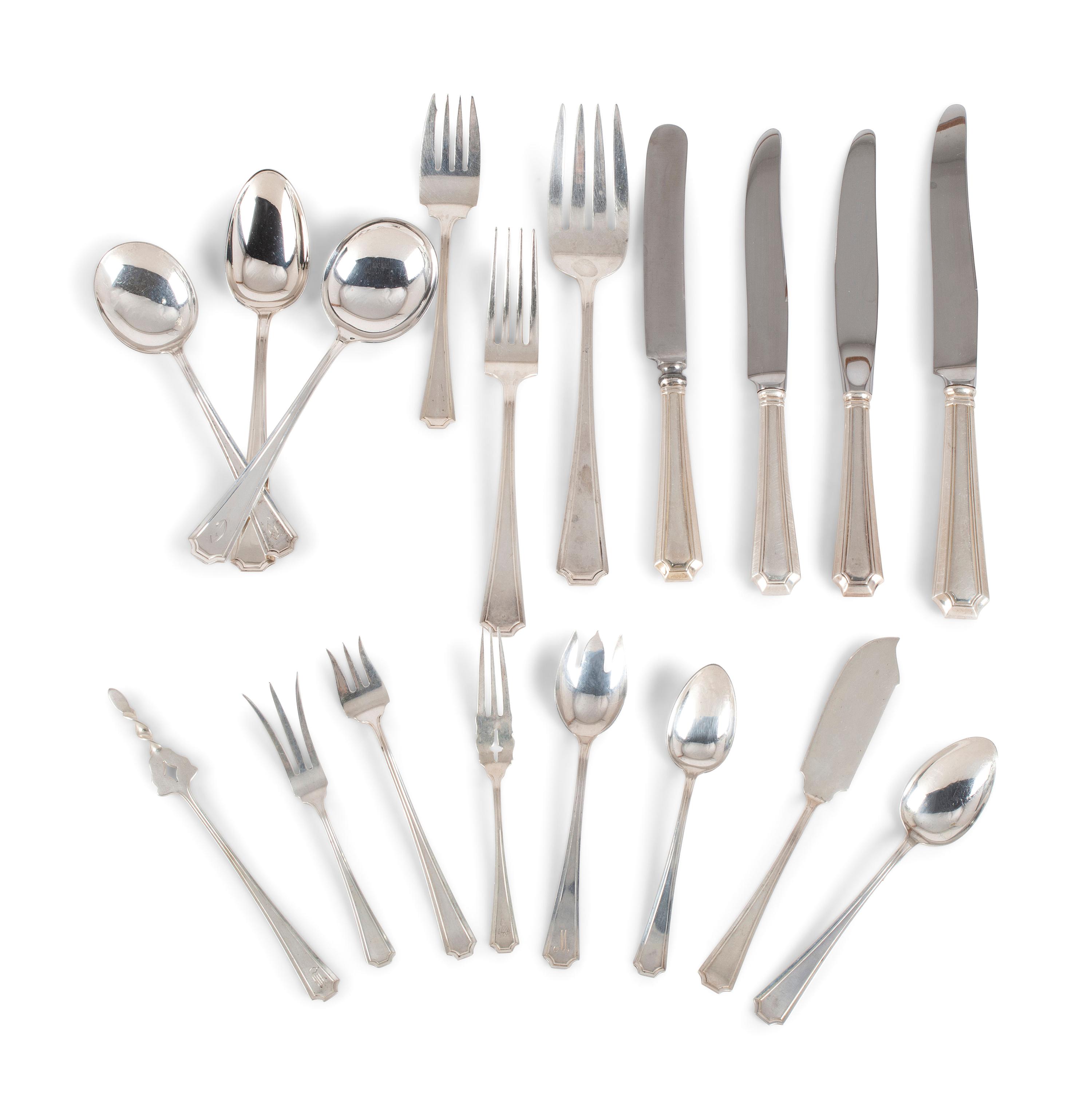 An Assembled Gorham and Durgin Silver Flatware Service