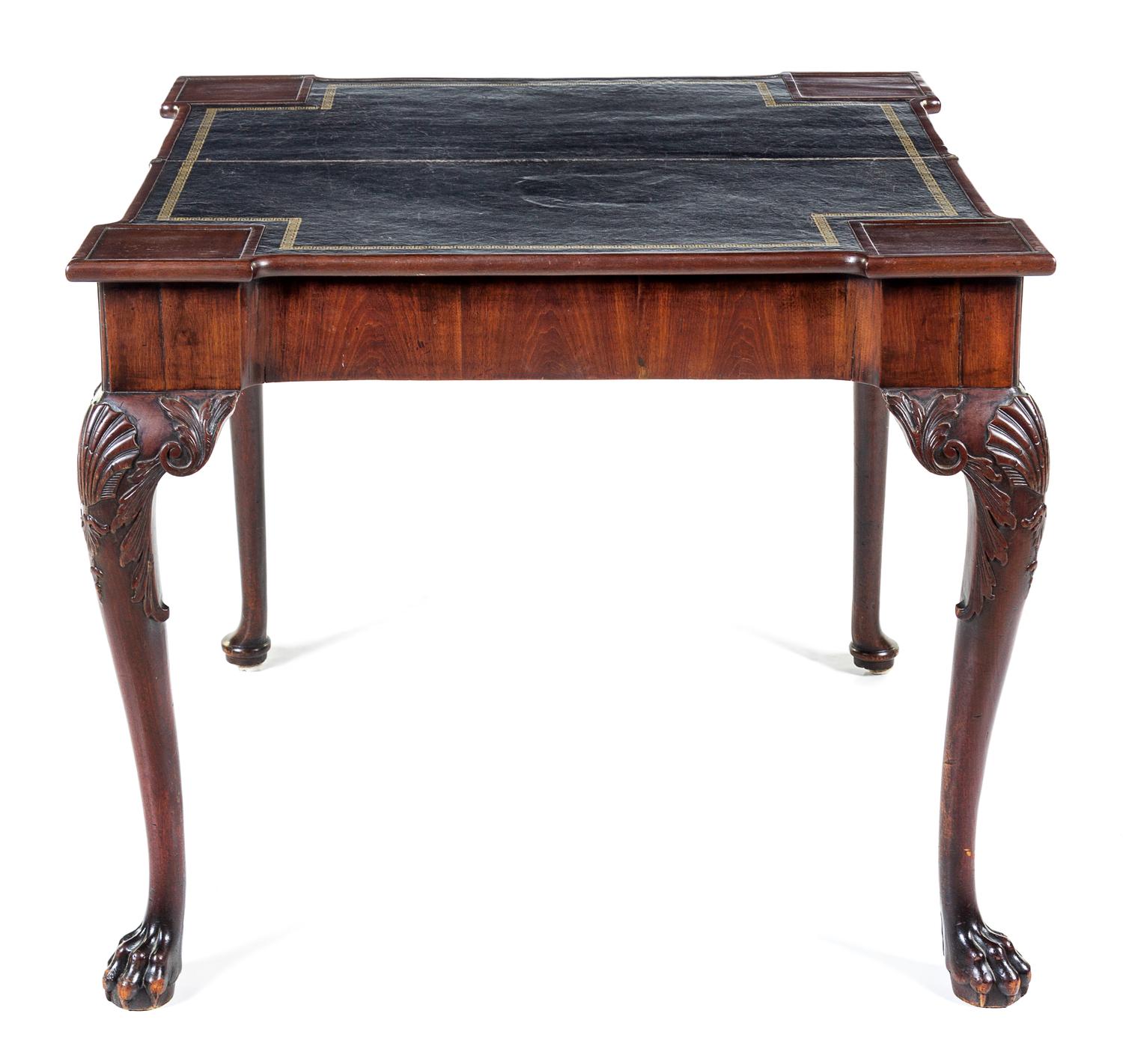 A George III Mahogany Concertina-Action Flip-Top Game Table Height 28 x width 32 1/2 x depth 16 1/2 inches (closed). — PROBABLY IRISH, 18TH/19TH CENTURY