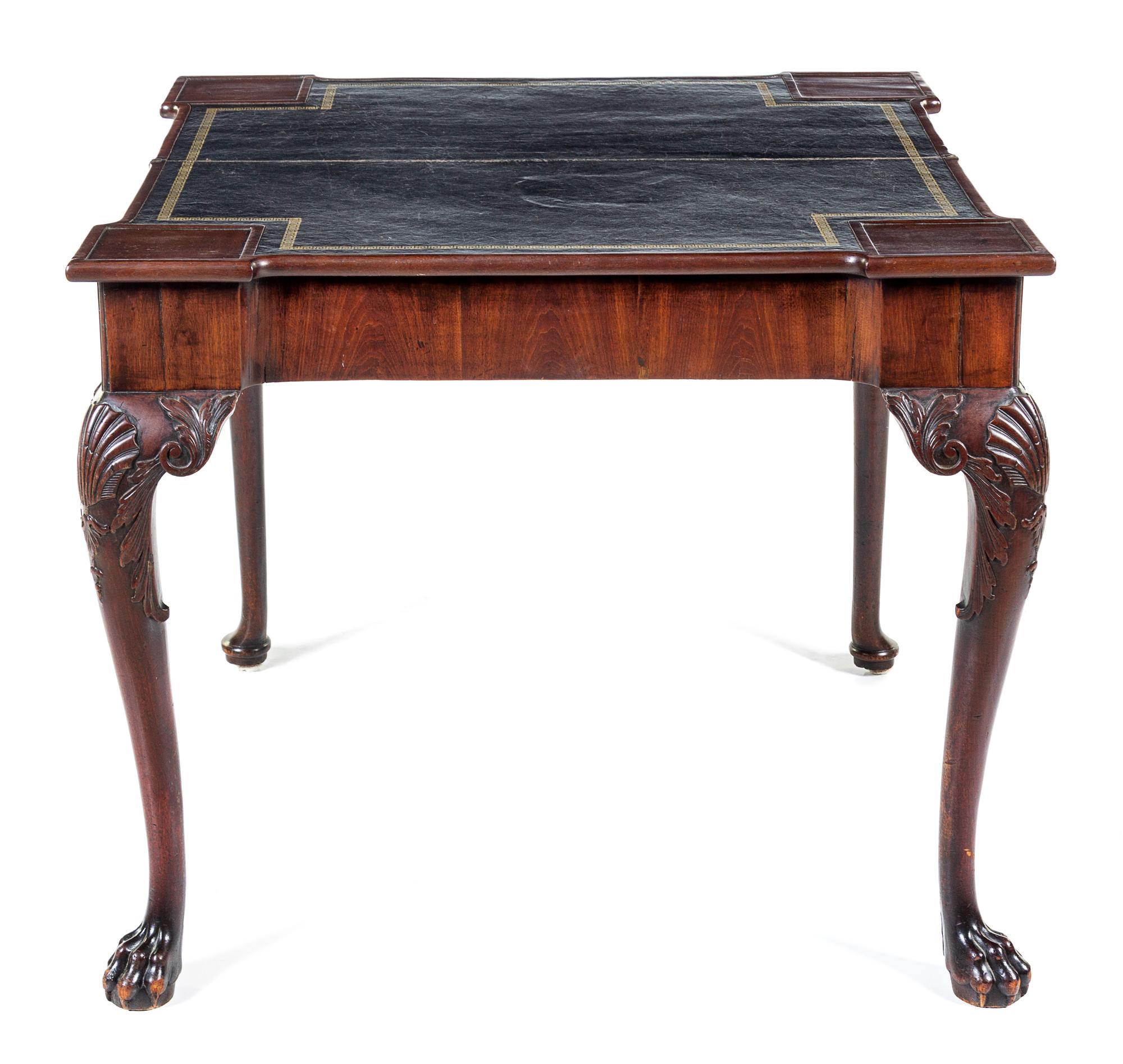 A George III Mahogany Concertina-Action Flip-Top Game Table Height 28 x width 32 1/2 x depth 16 1/2 inches (closed). — PROBABLY IRISH, 18TH/19TH CENTURY