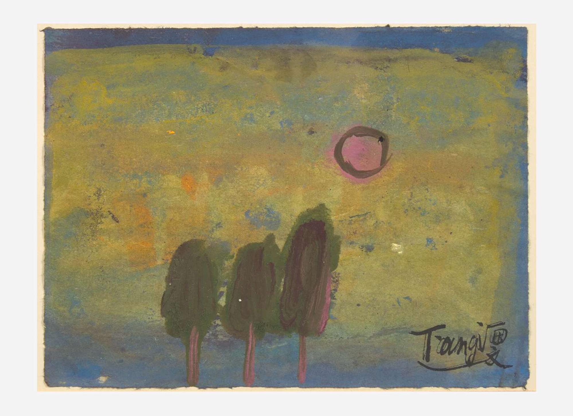 T'ang Haywen (Chinese/French 1927-1991), Sun and Trees, two works 曾海文（旅法華裔1927-1991）陽光下的樹 兩幅