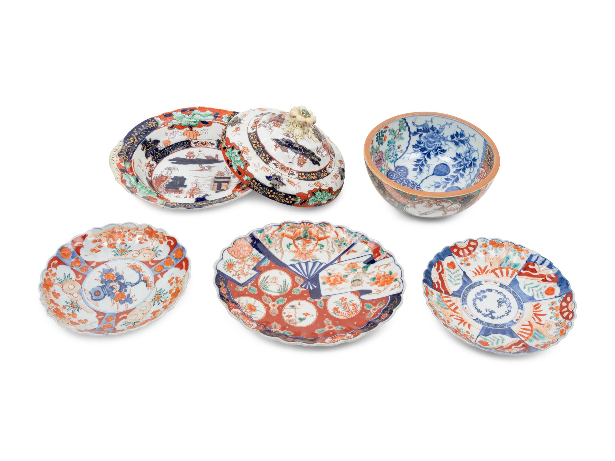 Five Imari Palette Porcelain Articles