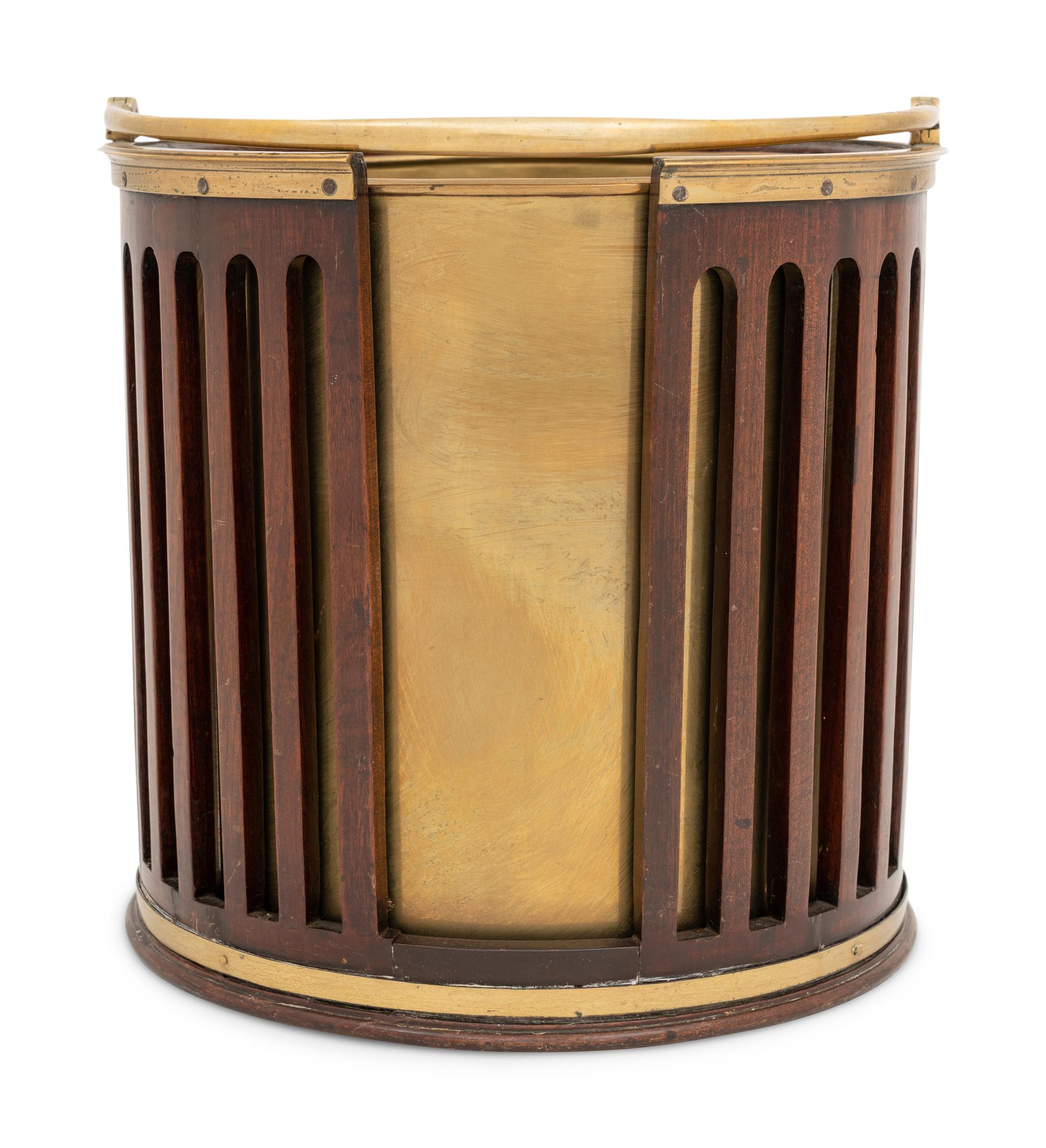 A George III Brass-Bound Mahogany Peat Bucket