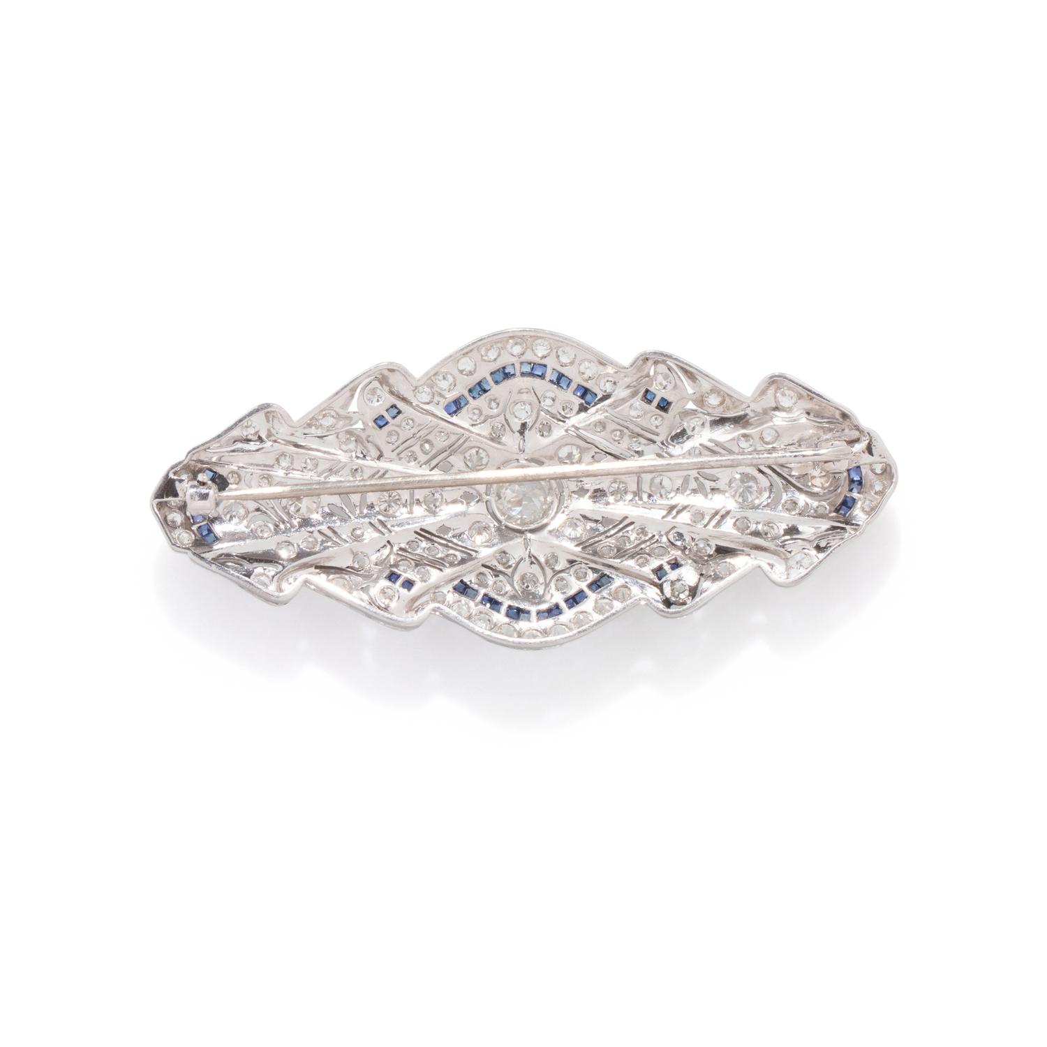 EDWARDIAN, DIAMOND AND SYNTHETIC SAPPHIRE BROOCH