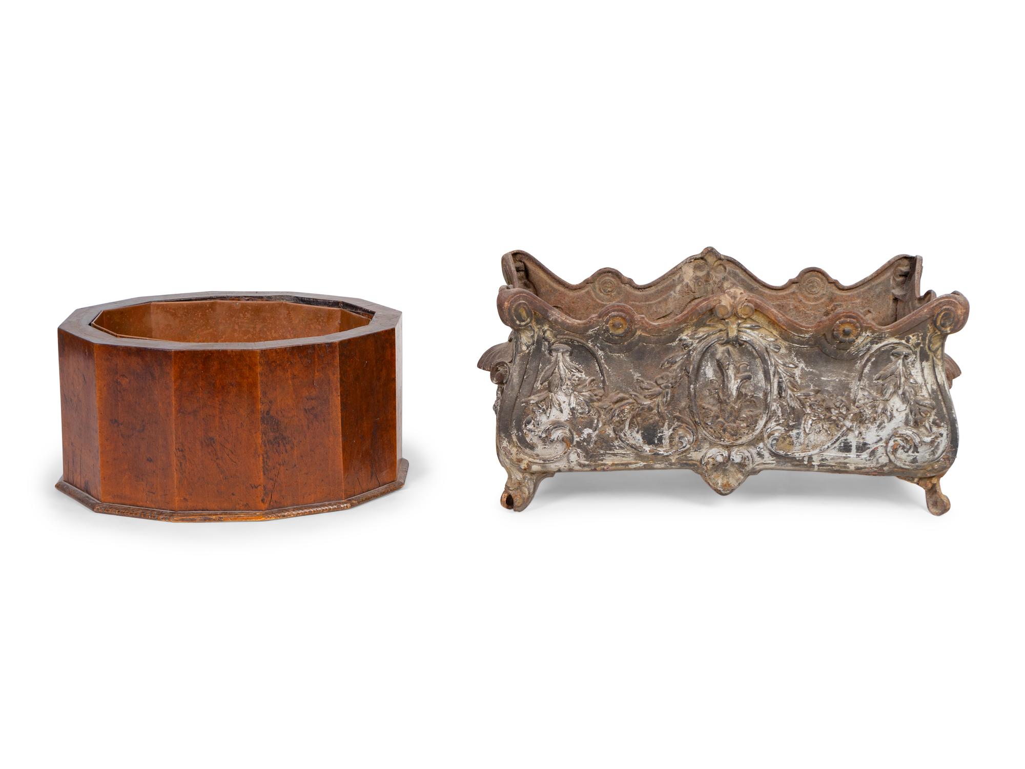 A George III Mahogany Wine Cooler and a Lead Planter — 19TH CENTURY