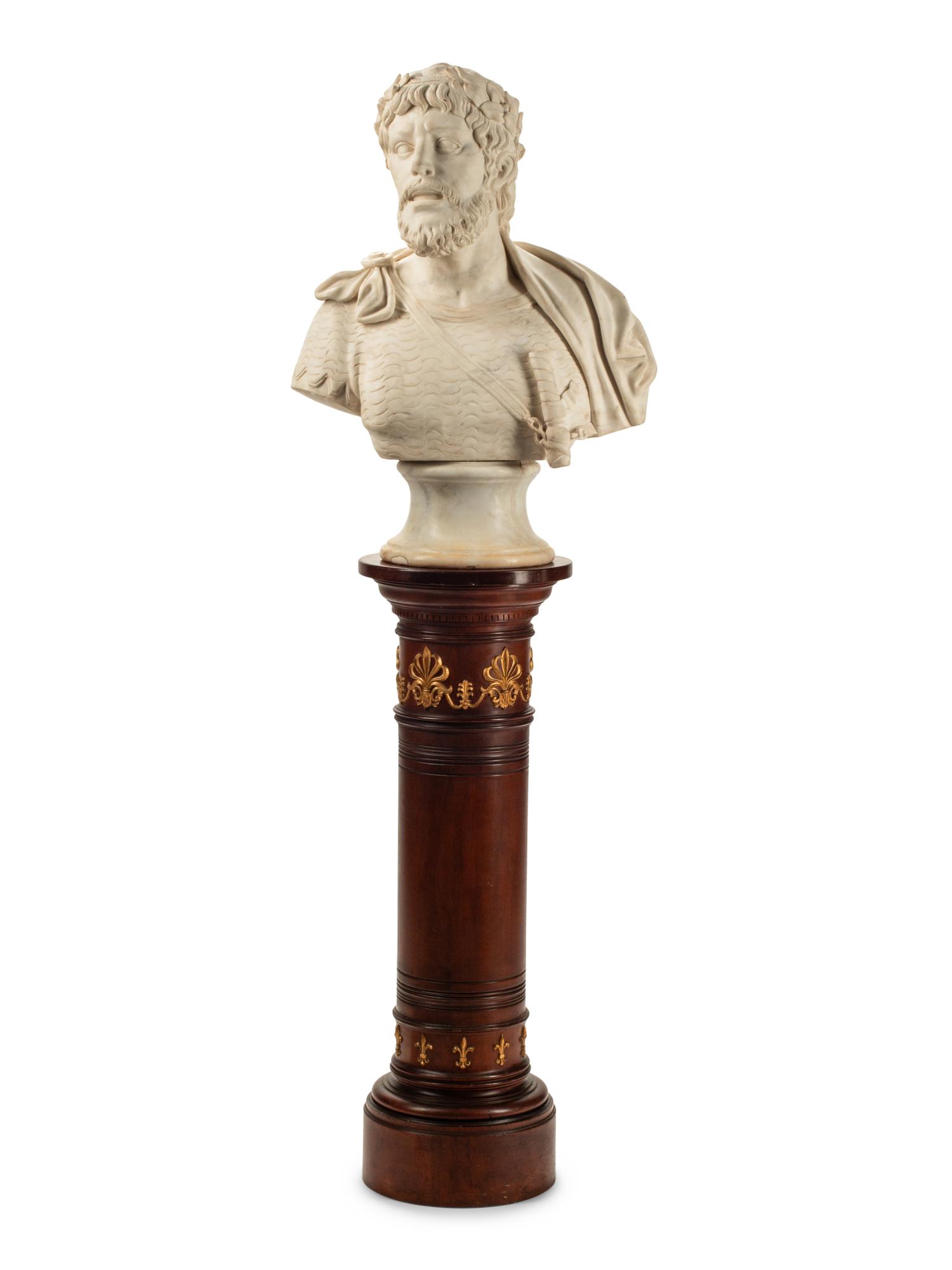 An Italian Marble Portrait Bust of a Roman Emperor