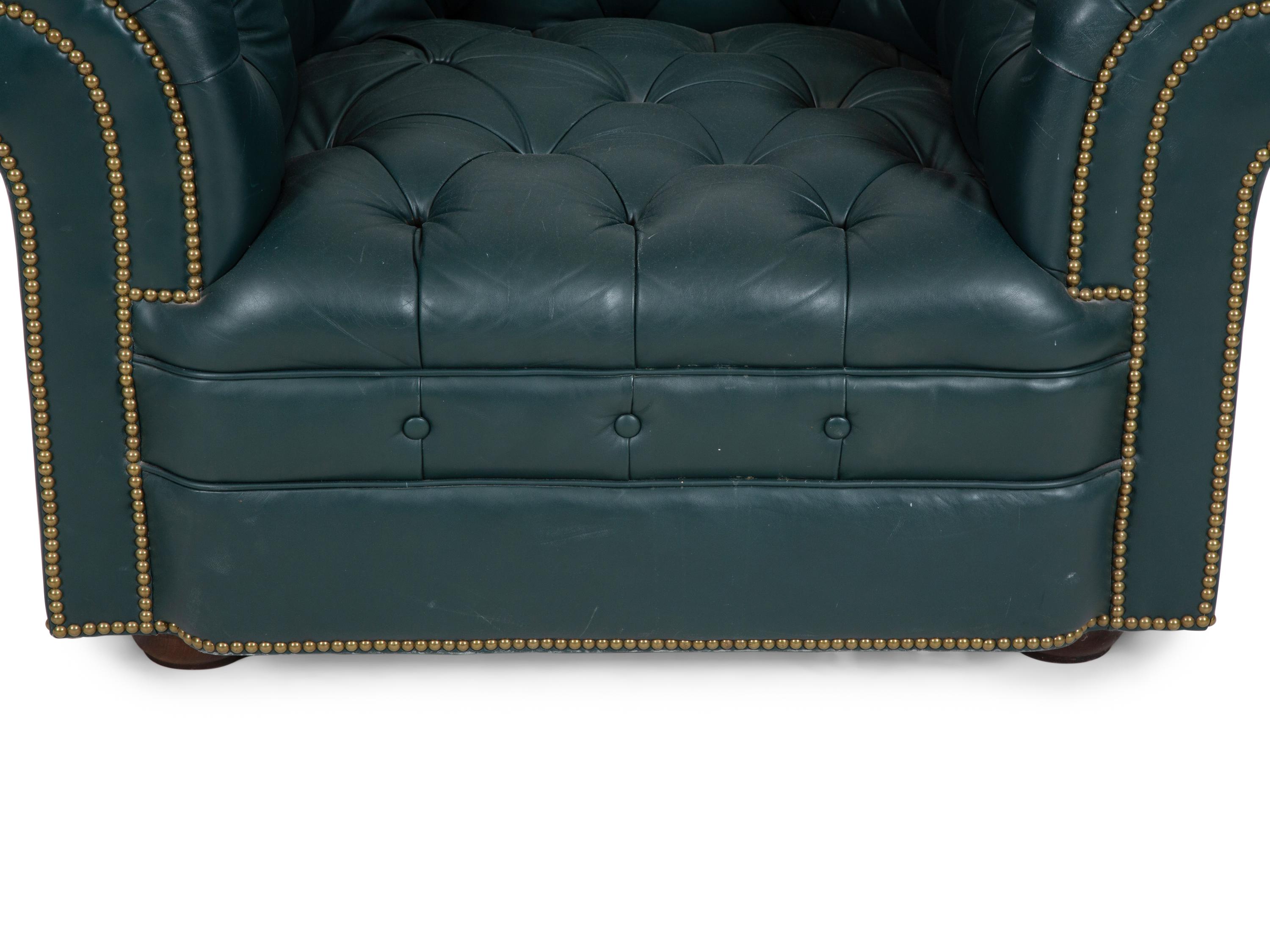 A Chesterfield Style Button-Tufted Leather Armchair