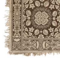 Two Jacquard Woven Cotton and Wool Coverlets
