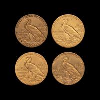 A Group of Four Indian Head $2.50 Gold Coins